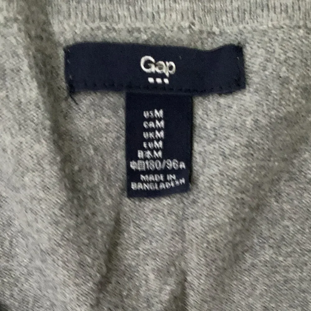GAP Heather Grey Knit Men's Cardigan w/ Contrast Trim Size Medium